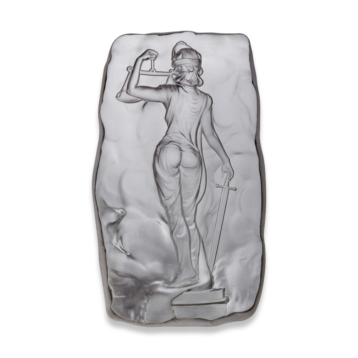 ARGENTIA SILVER ‘LADY JUSTICE’ BAR, 1 KILO .9999 – MATTE FINISH