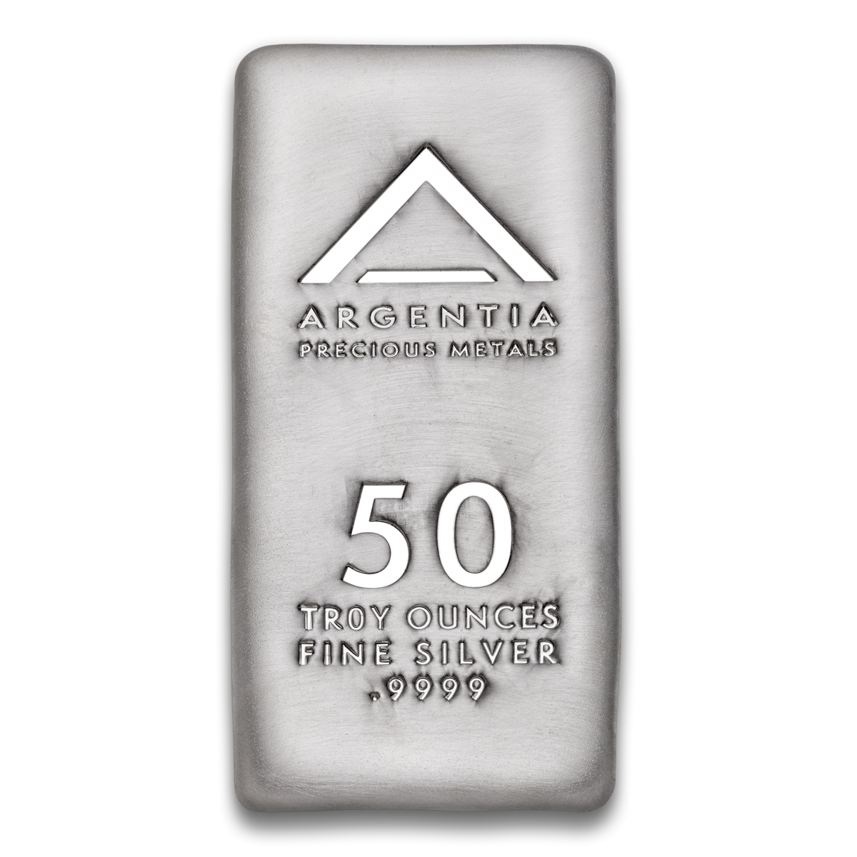 SILVER ARGENTIA PRECIOUS METALS CAST BAR, 50 OZ .9999